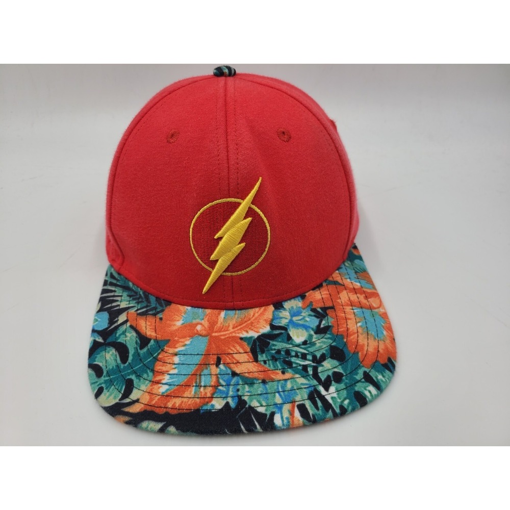 The Flash Floral Six Flags Snapback Hat Cap DC Comics Movie Adult Men Women Red